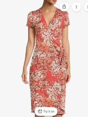 Renee C- floral jersey wrap dress